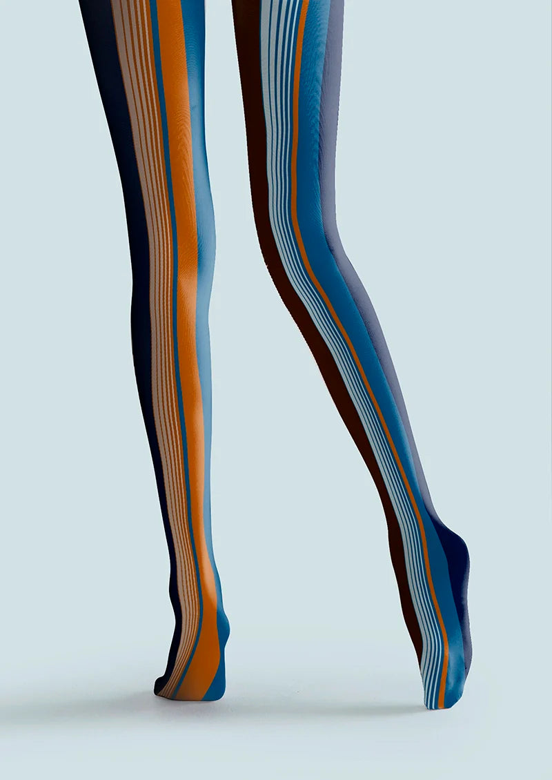 Viken Plan Blue-orange stripes Tights Hosiery Pantyhose