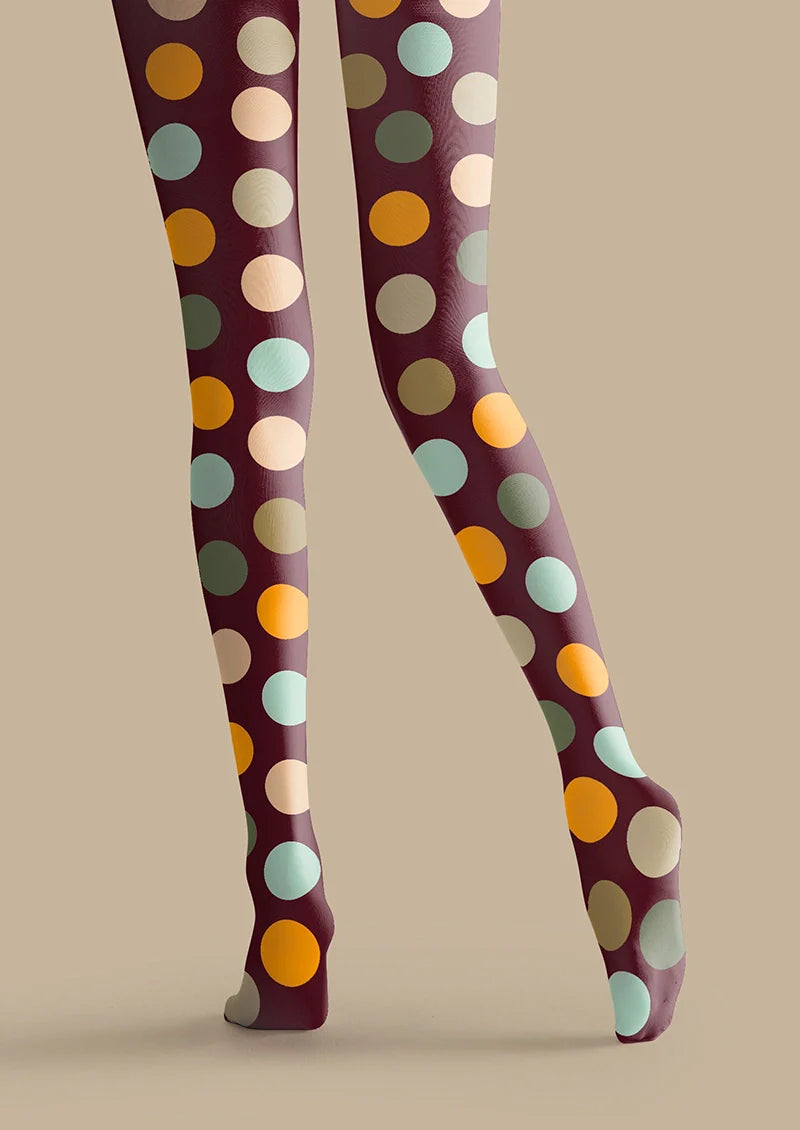 Viken Plan Brown-colorful Polka Dots Memory Tights Hosiery Pantyhose