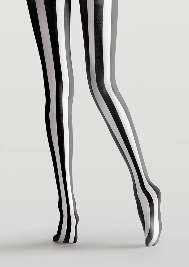 Viken Plan Black-white  stripes Tights Hosiery Pantyhose