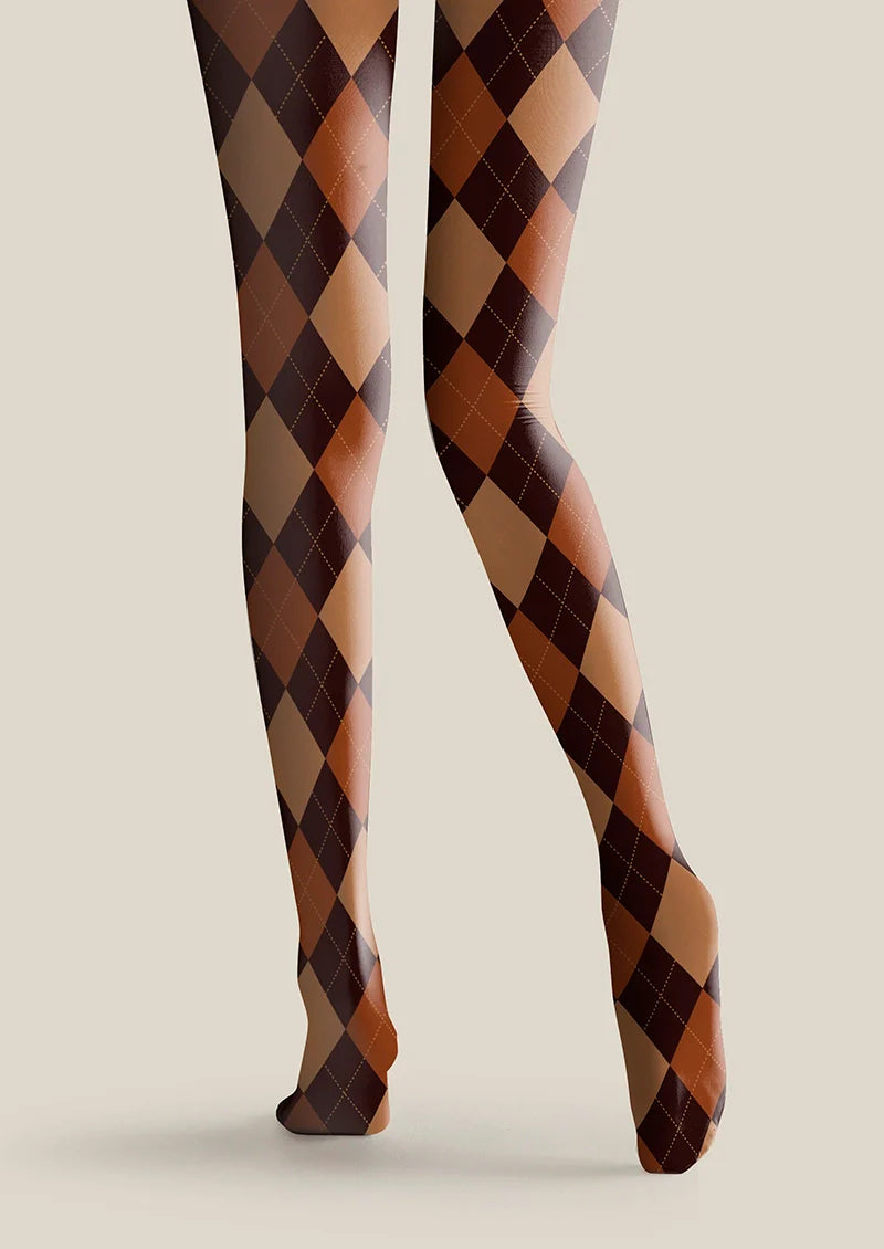 Viken Plan Brown plaid Tights Hosiery Pantyhose