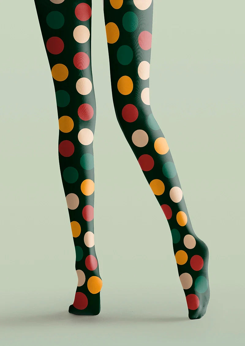 Viken Plan Christmas green polka dots Tights Hosiery Pantyhose