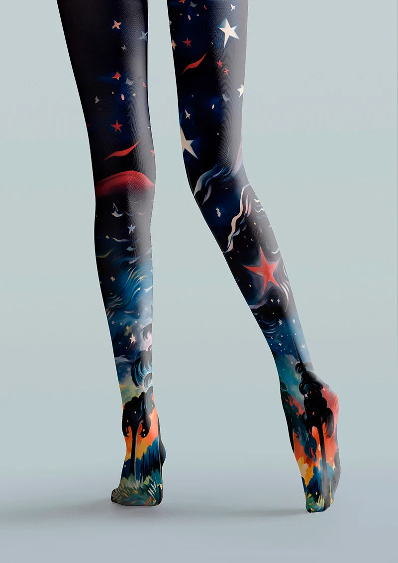 Viken Plan Colorful Starry Sky Tights Hosiery Pantyhose