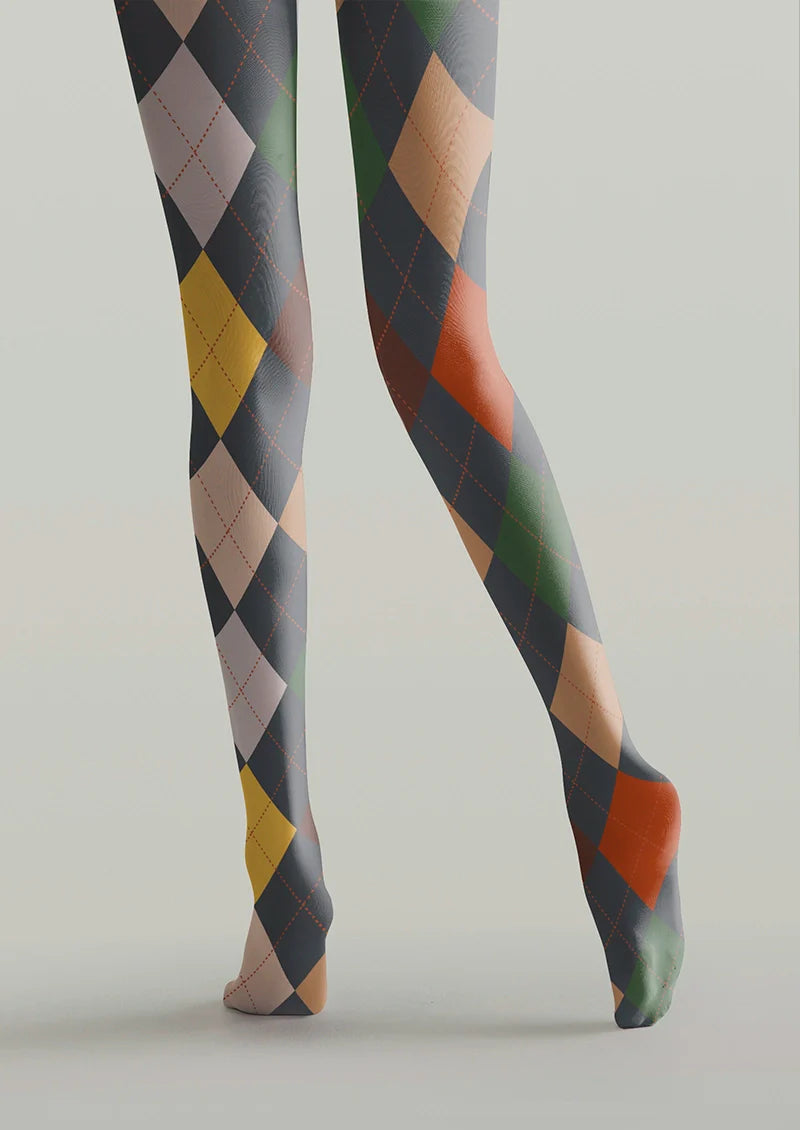 Viken Plan Gray-toned Plaid Tights Hosiery Pantyhose