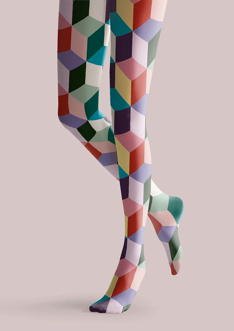 Viken Plan Colored Blocks Tights Hosiery Pantyhose