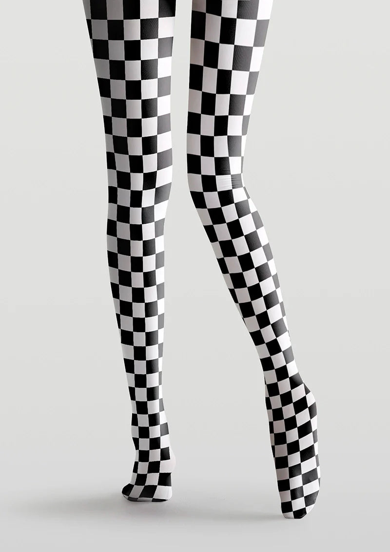 Viken Plan Black-white checkered Tights Hosiery Pantyhose