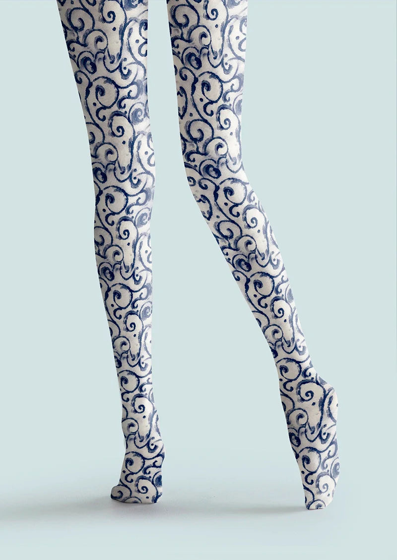 Viken Plan Cyan flower Tights Hosiery Pantyhose