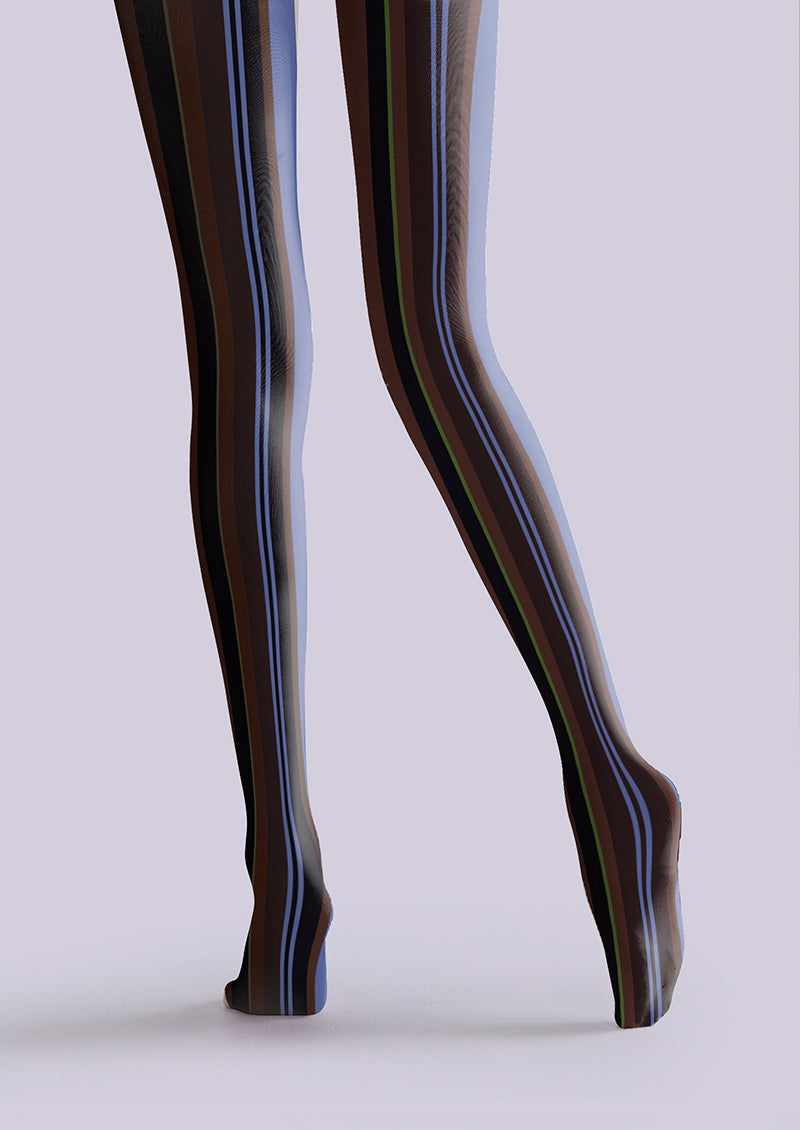 Viken Plan Dark Purple Vintage Stripes Tights Hosiery Pantyhose