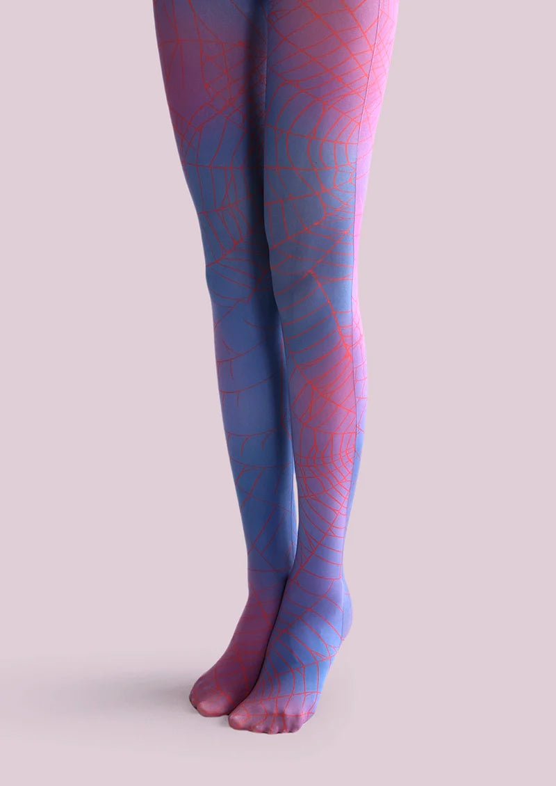 Viken Plan Holiday Print Tights Personality Pantyhose/Tights [Spiderweb Rainbow]