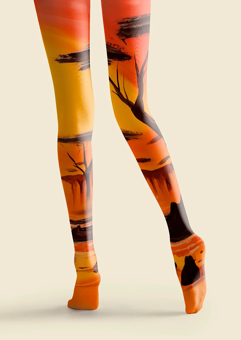 Viken Plan  Giraffes at Sunset Tights Hosiery Pantyhose