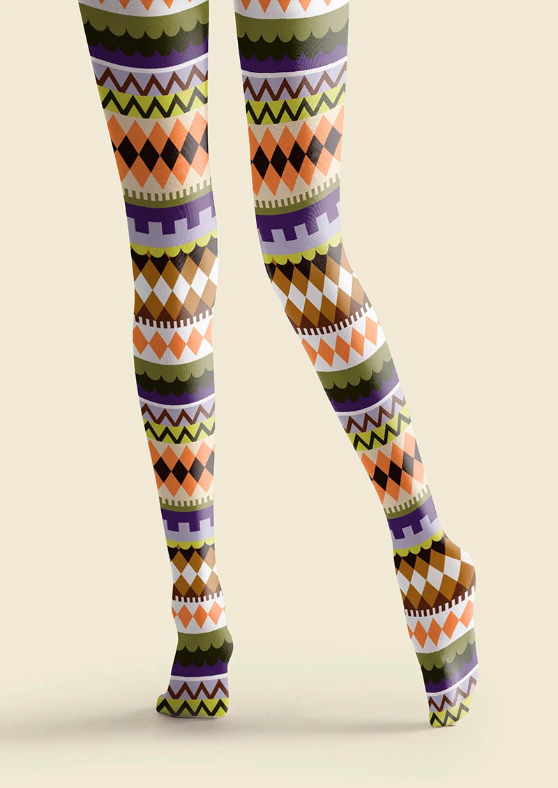 Viken Plan Folkloric Palette Tights Hosiery Pantyhose