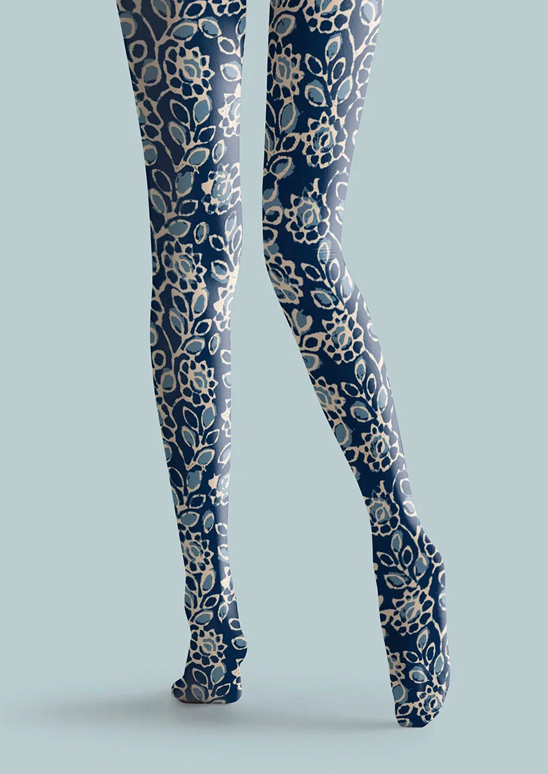 Viken Plan Porcelain Florals Tights Hosiery Pantyhose