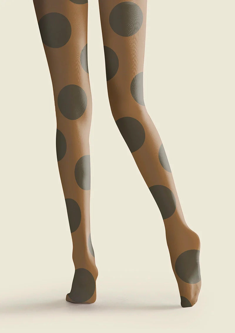 Viken Plan Brown-Olive green Morandi  polka dots Memory Tights Hosiery Pantyhose