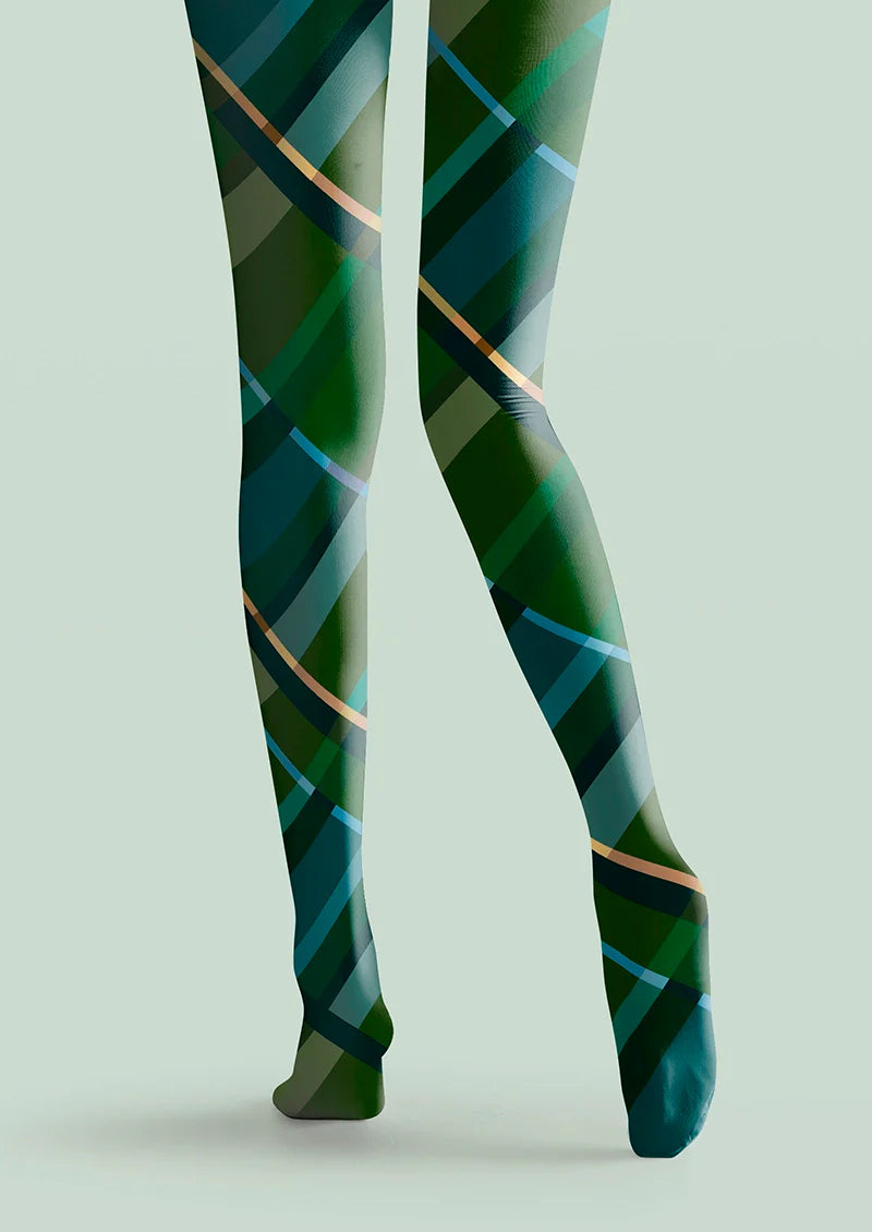 Viken Plan Blue diagonal stripes Tights Hosiery Pantyhose
