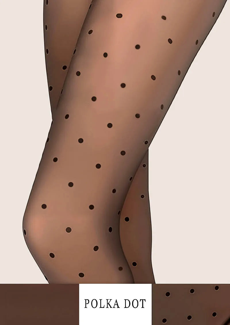 Viken Plan Bare Leg Tights Dark Chocolate Polka Dot Tights Hosiery Pantyhose