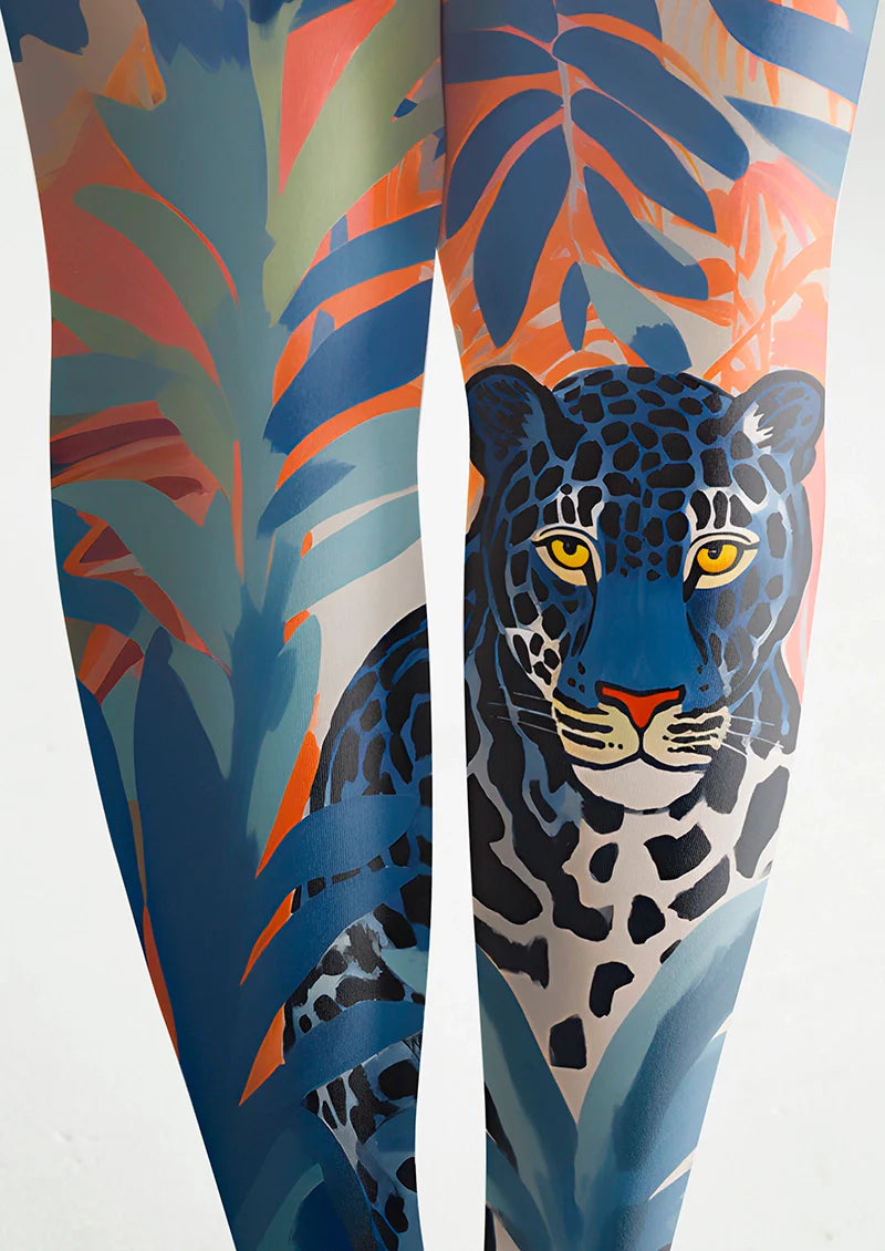 Viken Plan Art Print Tights Personality Pantyhose/Tights [Blue Leopard]