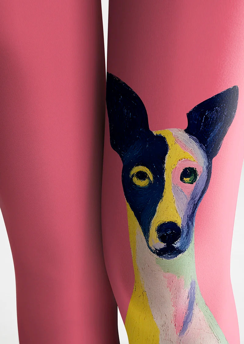Viken Plan Playful Dog with Pink Tights Hosiery Pantyhose