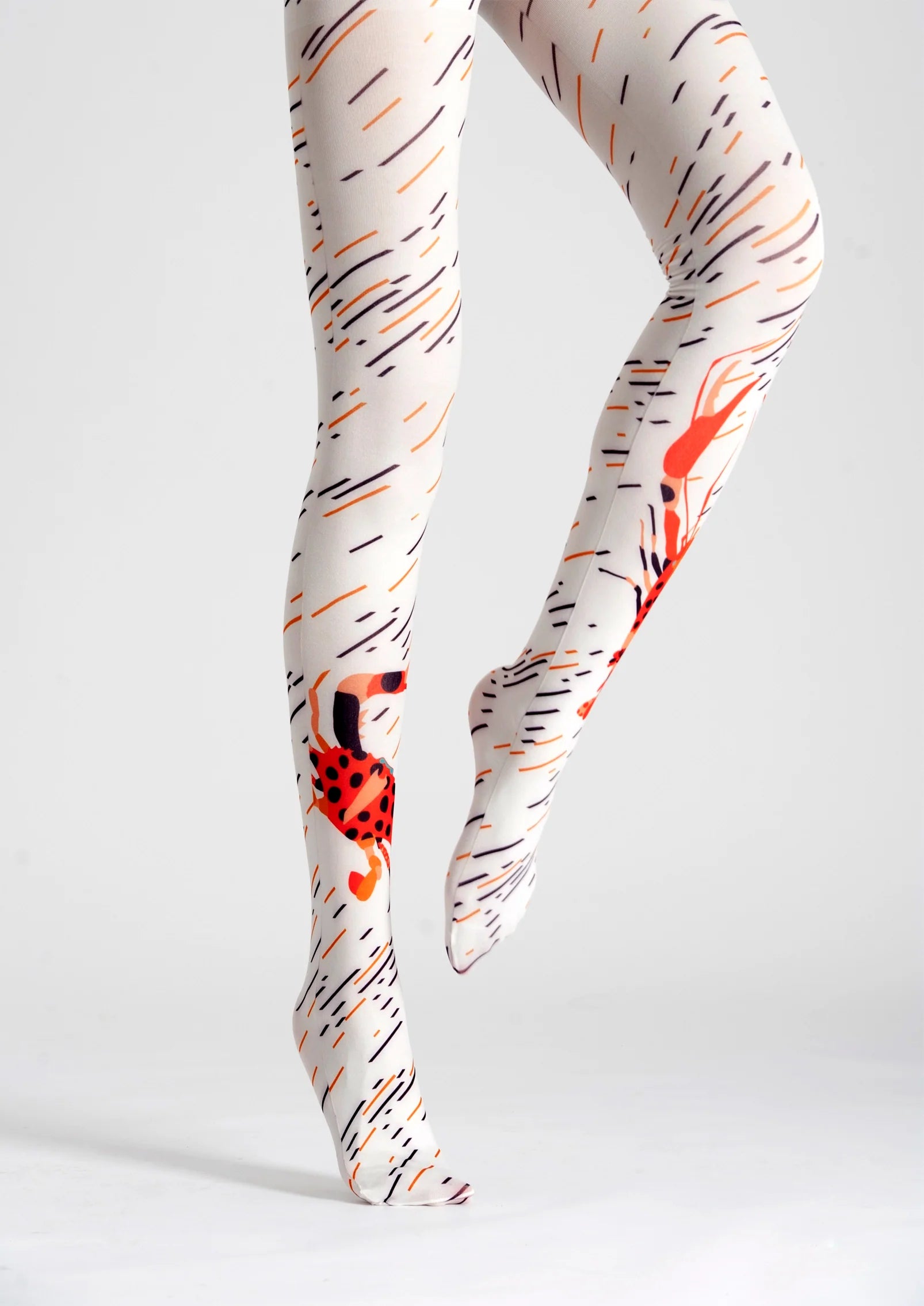 Viken Plan Fun art Print Tights Quirky Pantyhose/Tights [Crabs and prawns]
