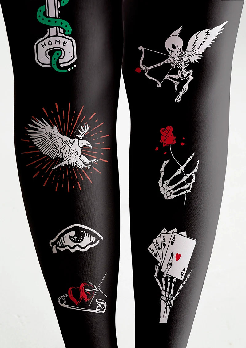 Viken Plan Skull Gaze Tights Hosiery Pantyhose