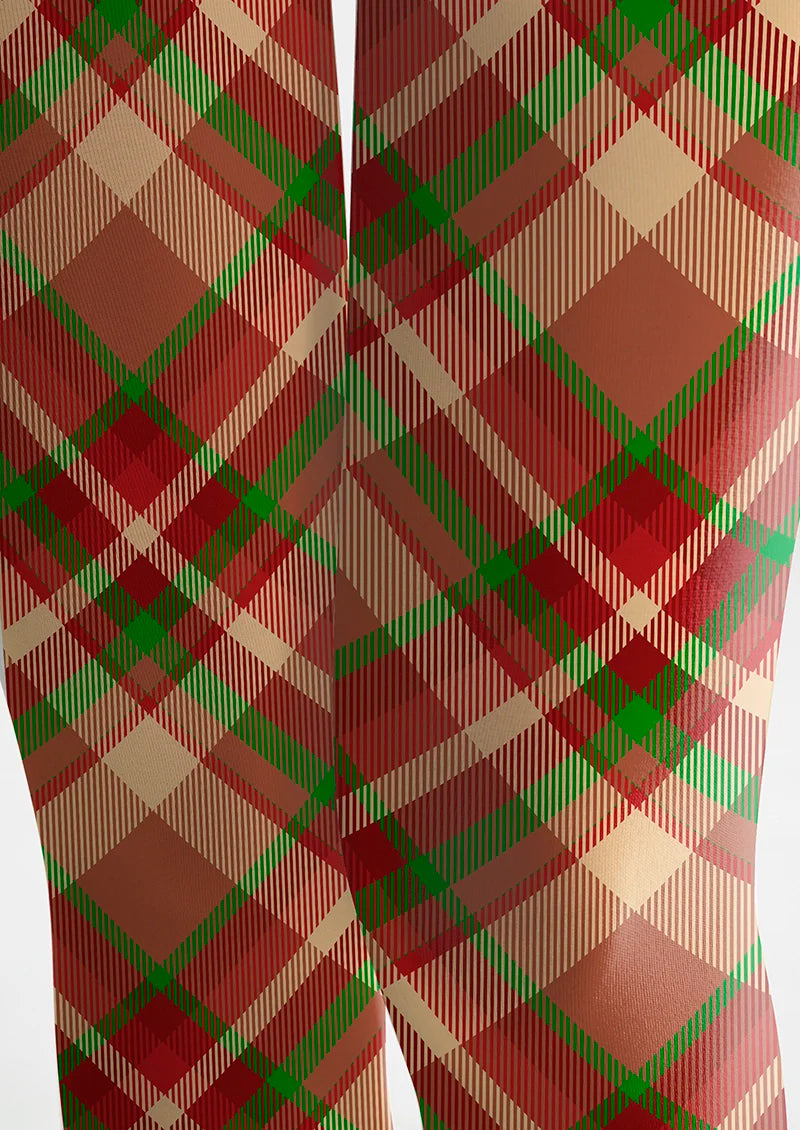 Viken Plan Christmas red-green stripes Checked Tights Hosiery Pantyhose