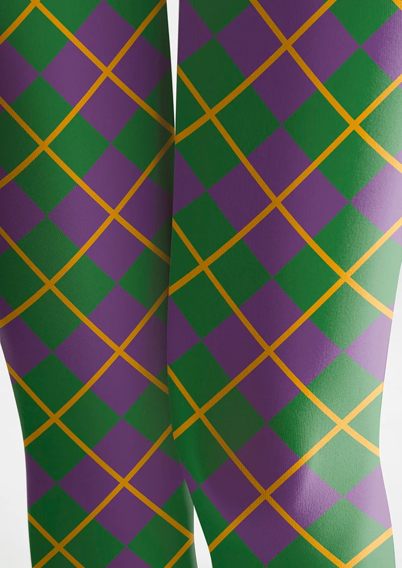 Viken Plan Green- purple checkered Tights Hosiery Pantyhose