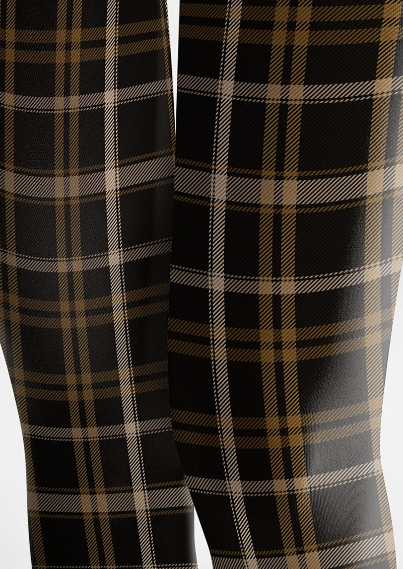 Viken Plan Black-brown stripes Checked Tights Hosiery Pantyhose