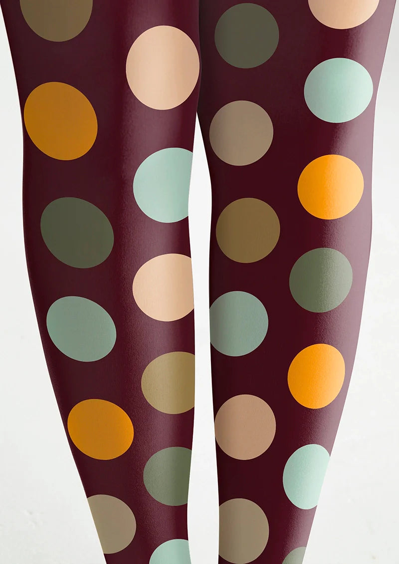 Viken Plan Brown-colorful Polka Dots Memory Tights Hosiery Pantyhose