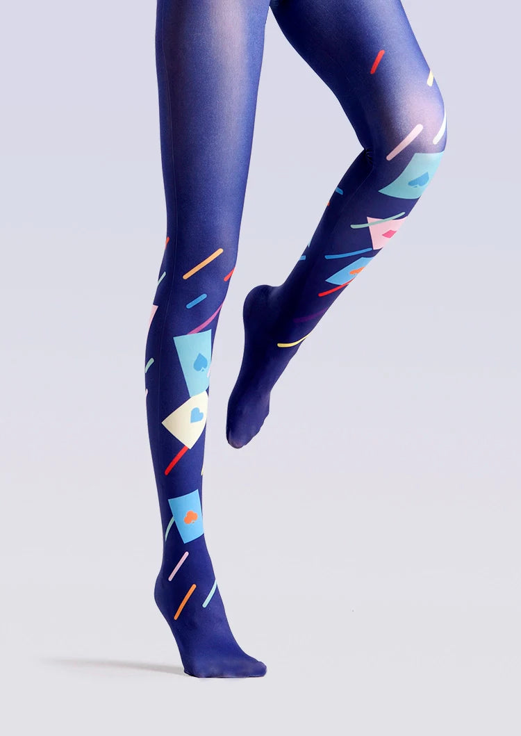 Viken Plan PopArt Print Offbeat Pantyhose/Tights [Poker]