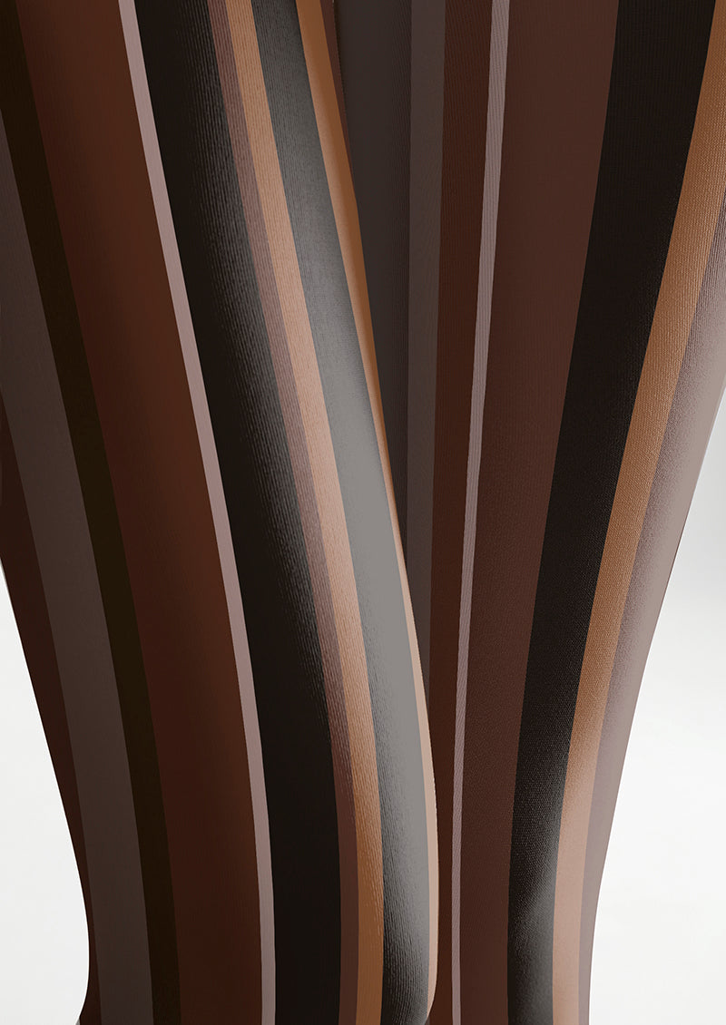 Viken Plan Dark Brown Vintage Stripes Tights Hosiery Pantyhose