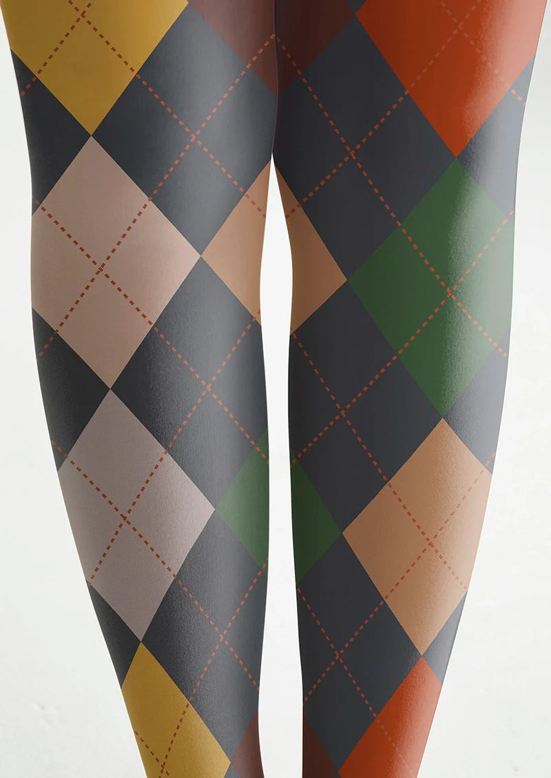 Viken Plan Gray-toned Plaid Tights Hosiery Pantyhose