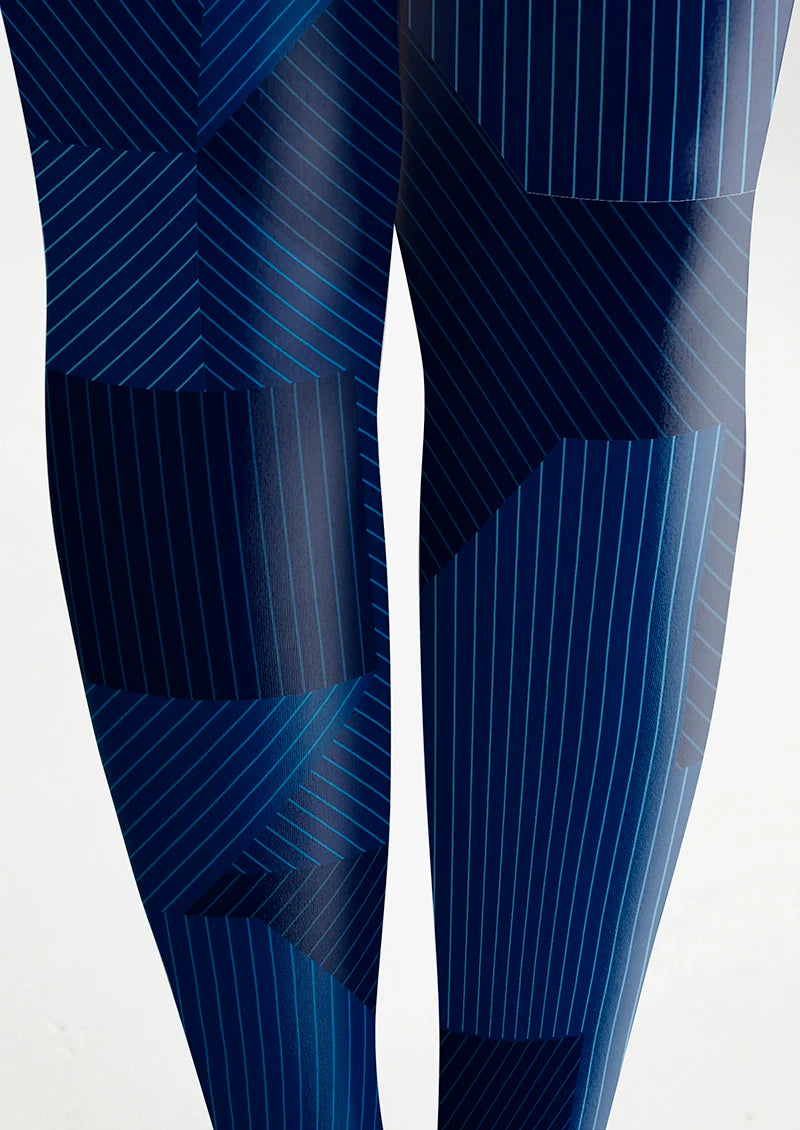 Viken Plan Blue Striped Rectangle Tights Hosiery Pantyhose