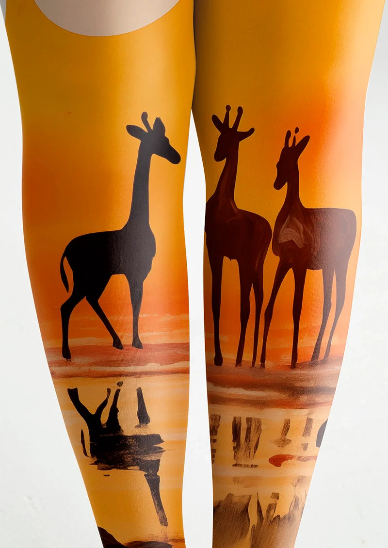 Viken Plan  Giraffes at Sunset Tights Hosiery Pantyhose