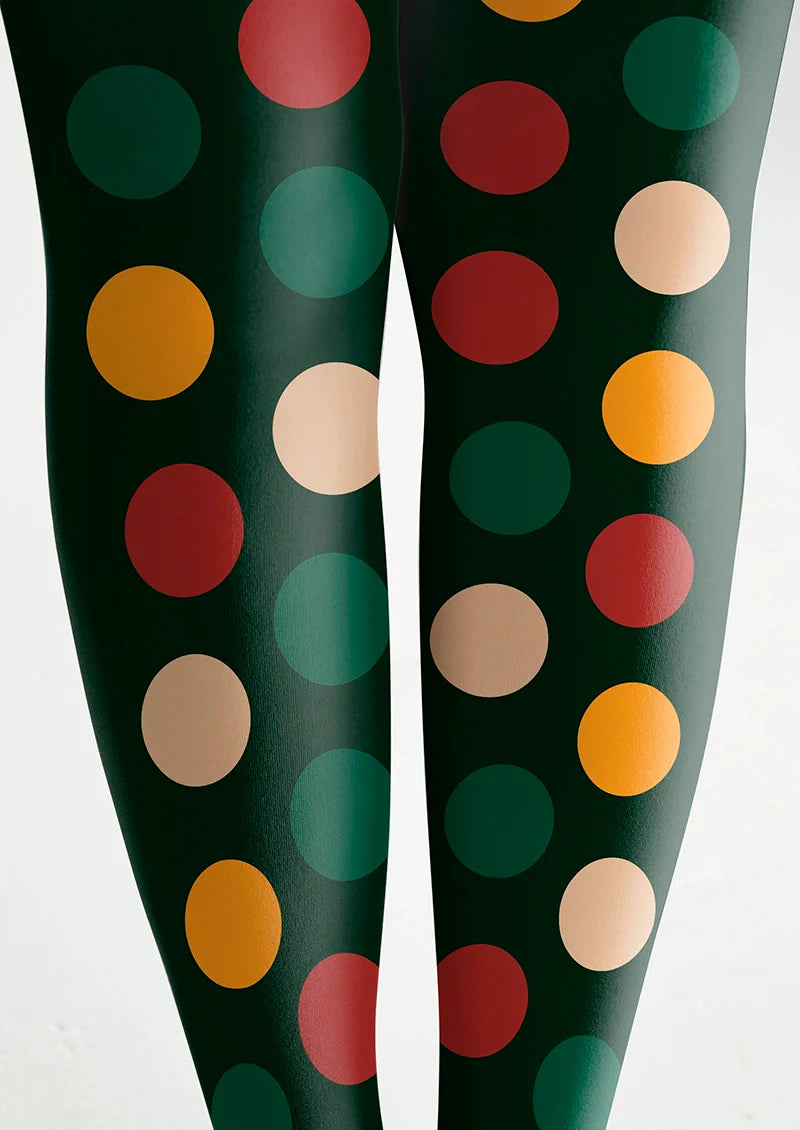 Viken Plan Christmas green polka dots Tights Hosiery Pantyhose