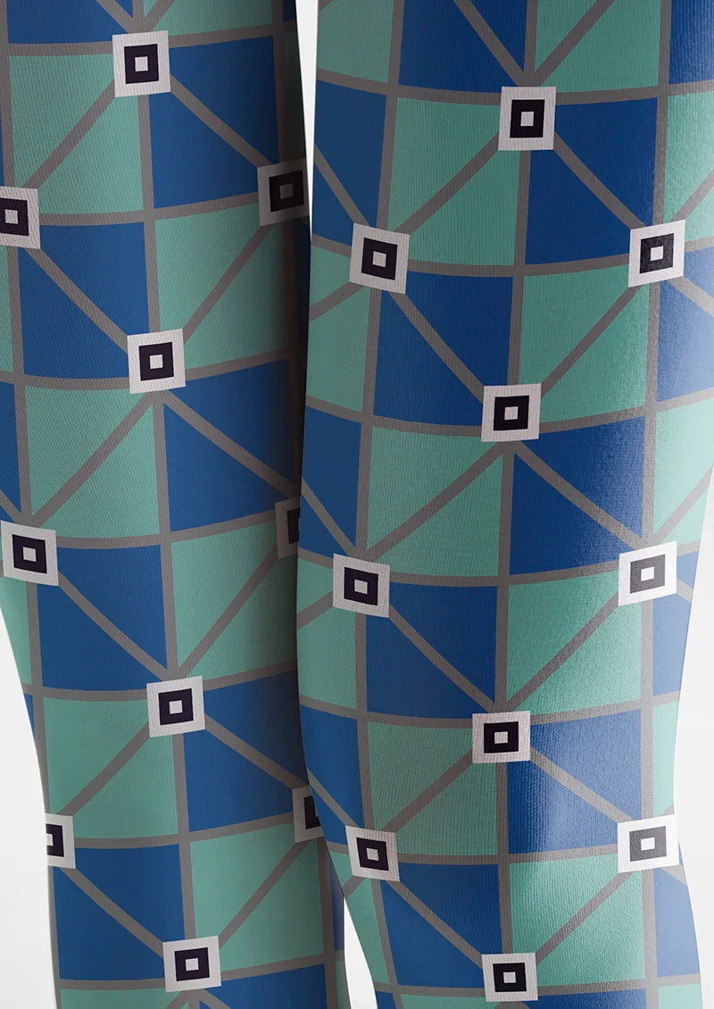 Viken Plan Purple-Mint Green checkered Tights Hosiery Pantyhose