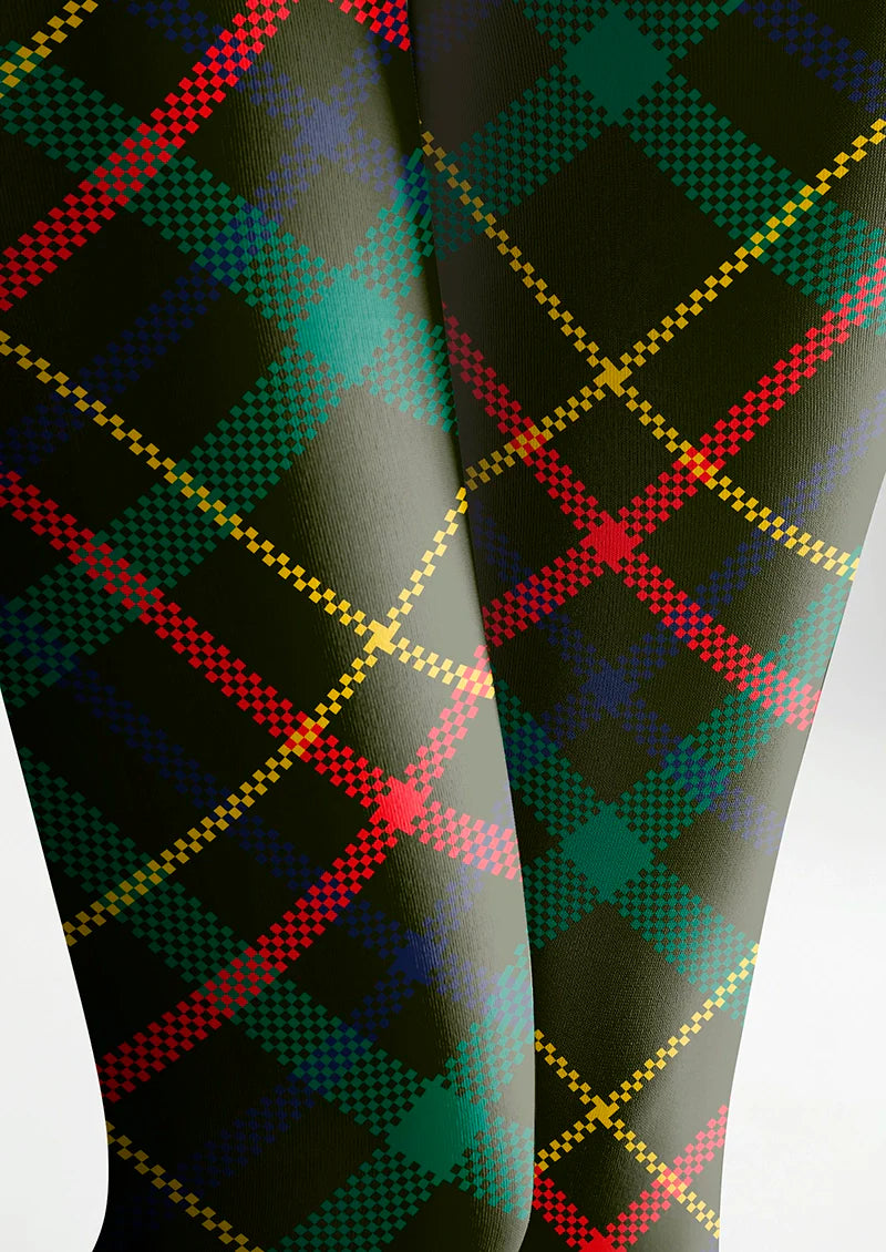Viken Plan Christmas Dark green stripes Checked Tights Hosiery Pantyhose