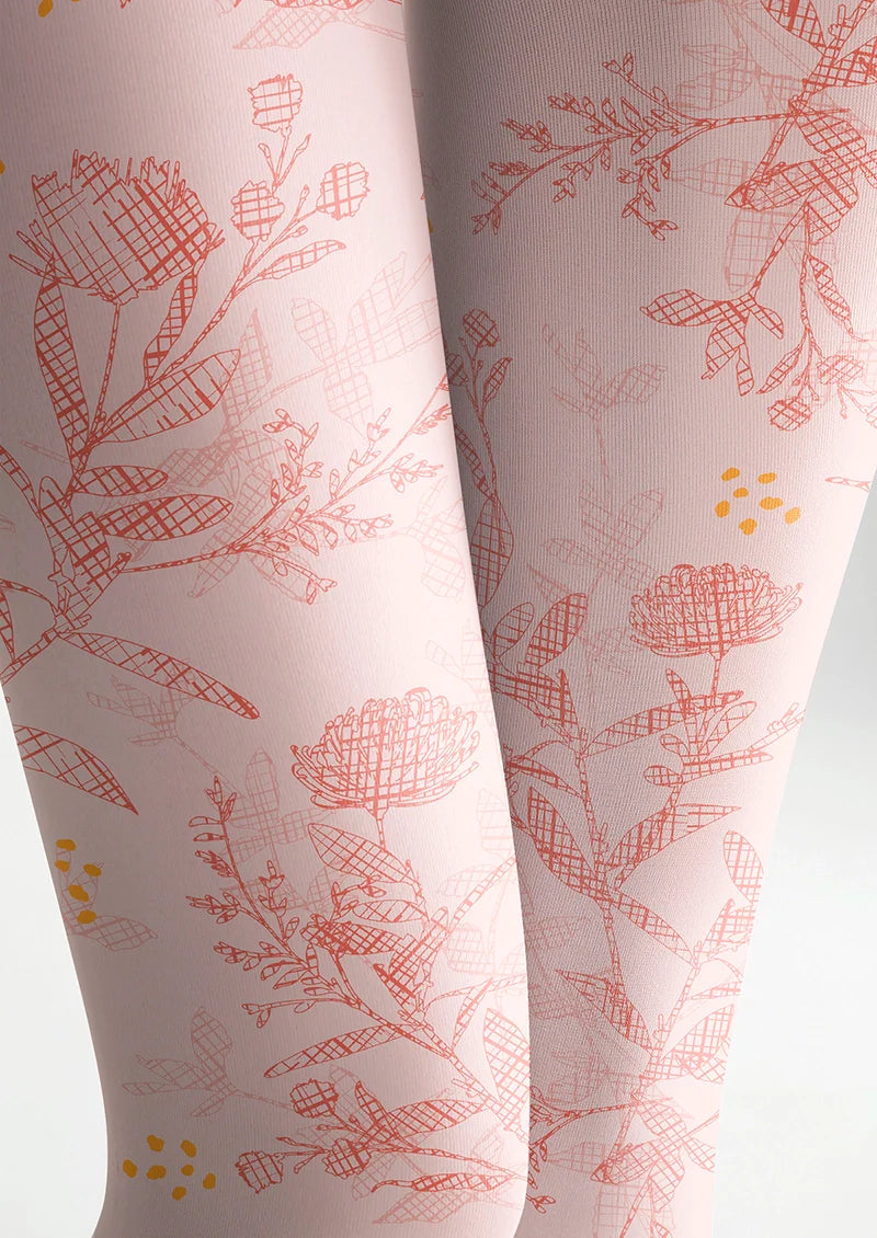 Viken Plan Pink Flowers Tights Hosiery Pantyhose
