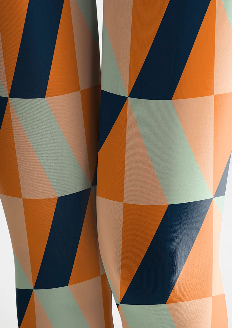 Viken Plan Orange-Green Prism Tights Hosiery Pantyhose