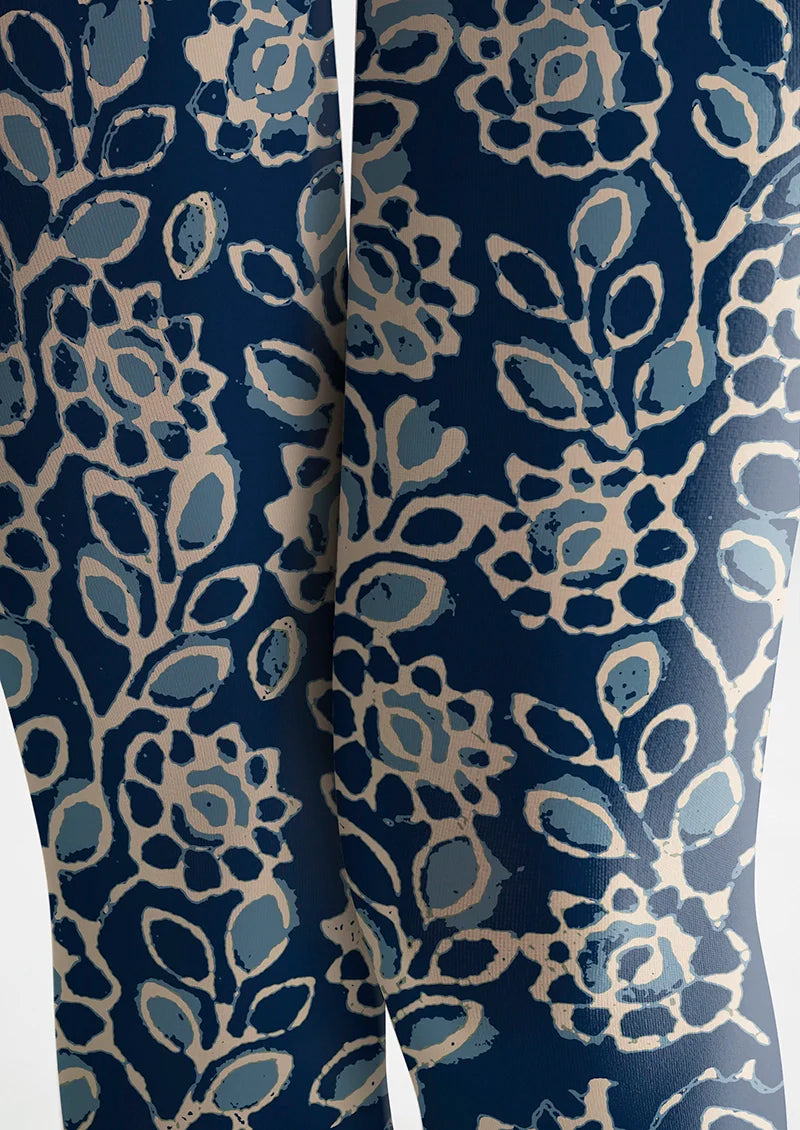 Viken Plan Porcelain Florals Tights Hosiery Pantyhose