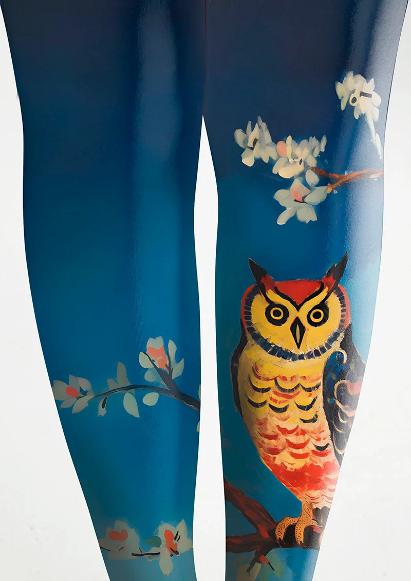Viken Plan Fun art Print Tights Enjoyable Pantyhose/Tights [owl]