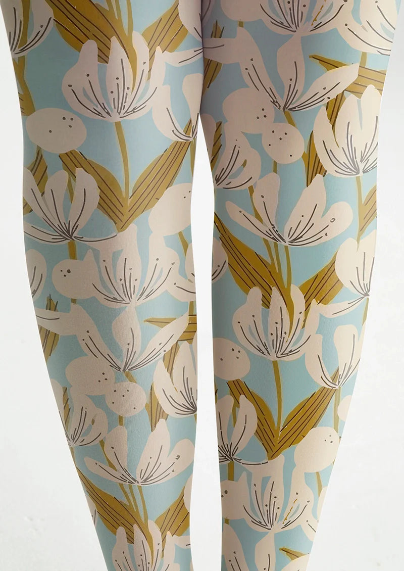 Viken Plan Retro Tulip Flowers Tights Hosiery Pantyhose