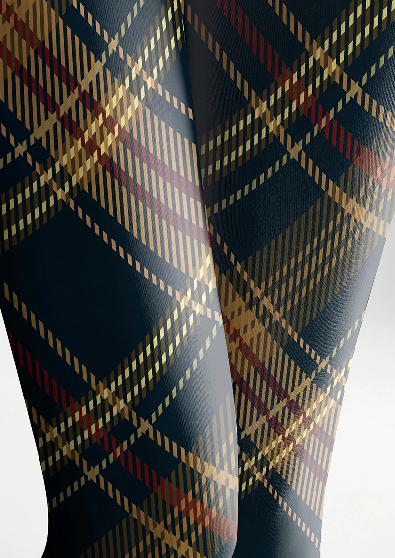 Viken Plan Blue-brown Check Plaid Tights Hosiery Pantyhose