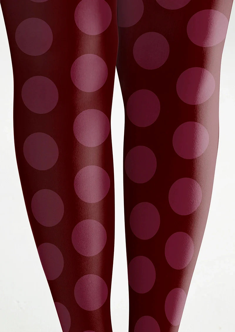 Viken Plan deep red Morandi polka dots Tights Hosiery Pantyhose