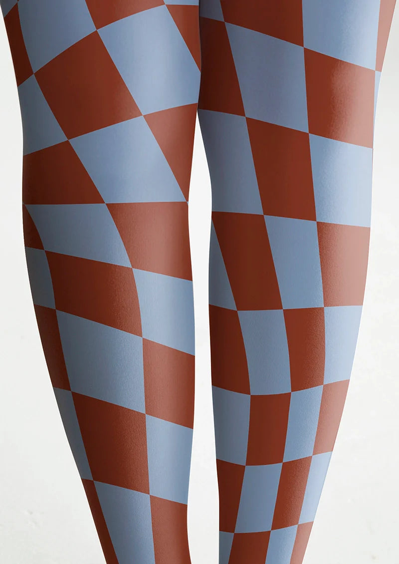 Viken Plan Purple-brown Checked Tights Hosiery Pantyhose