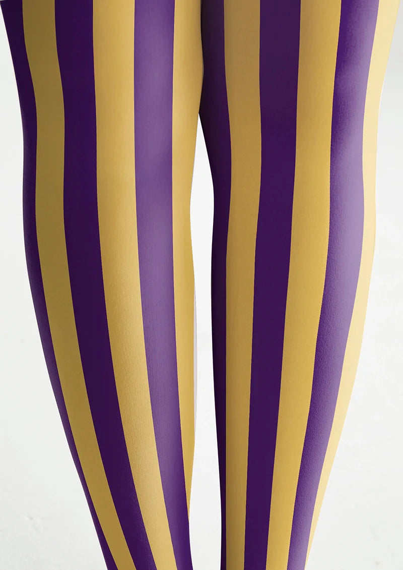 Viken Plan Mineral Yellow & Purple Stripes Tights Hosiery Pantyhose