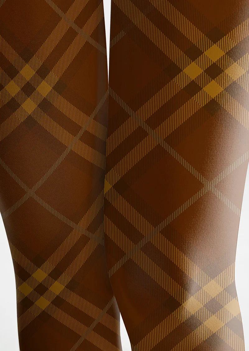 Viken Plan Van Dyke Brown Maillard  Check Tights Hosiery Pantyhose