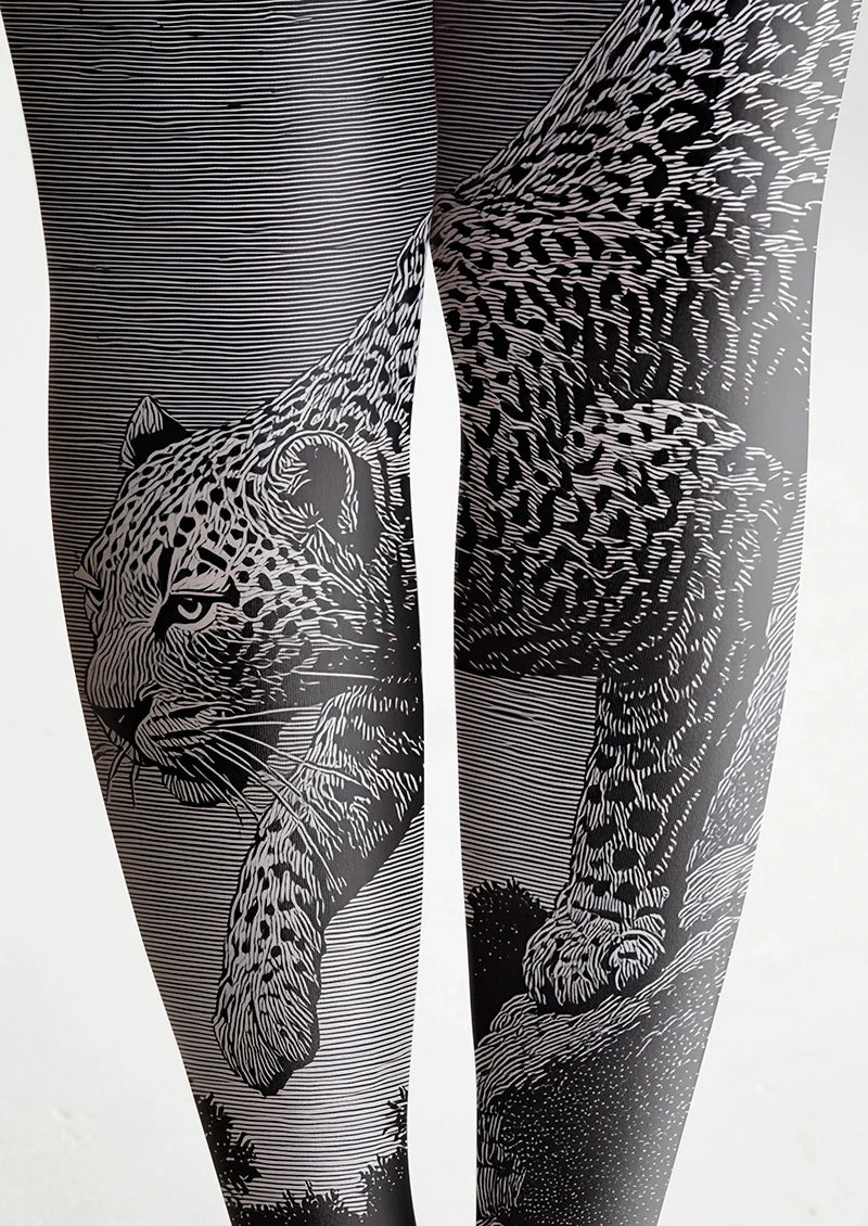 Viken Plan Leopard Line engraving Tights Hosiery Pantyhose