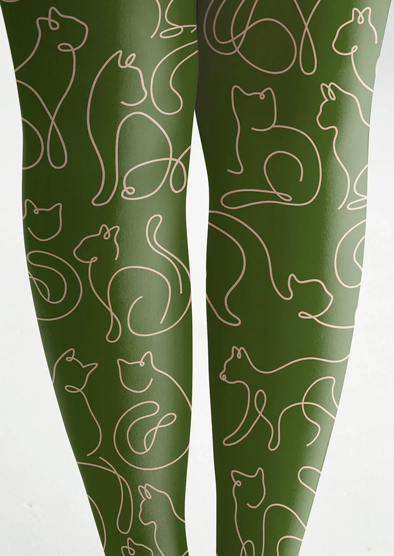 Viken Plan Cat Line Tights Hosiery Pantyhose