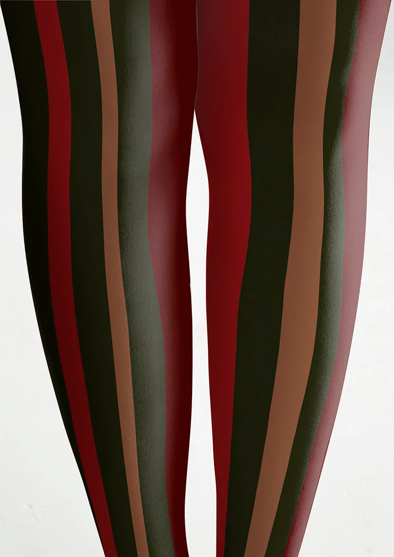 Viken Plan Christmas deep color stripes Tights Hosiery Pantyhose