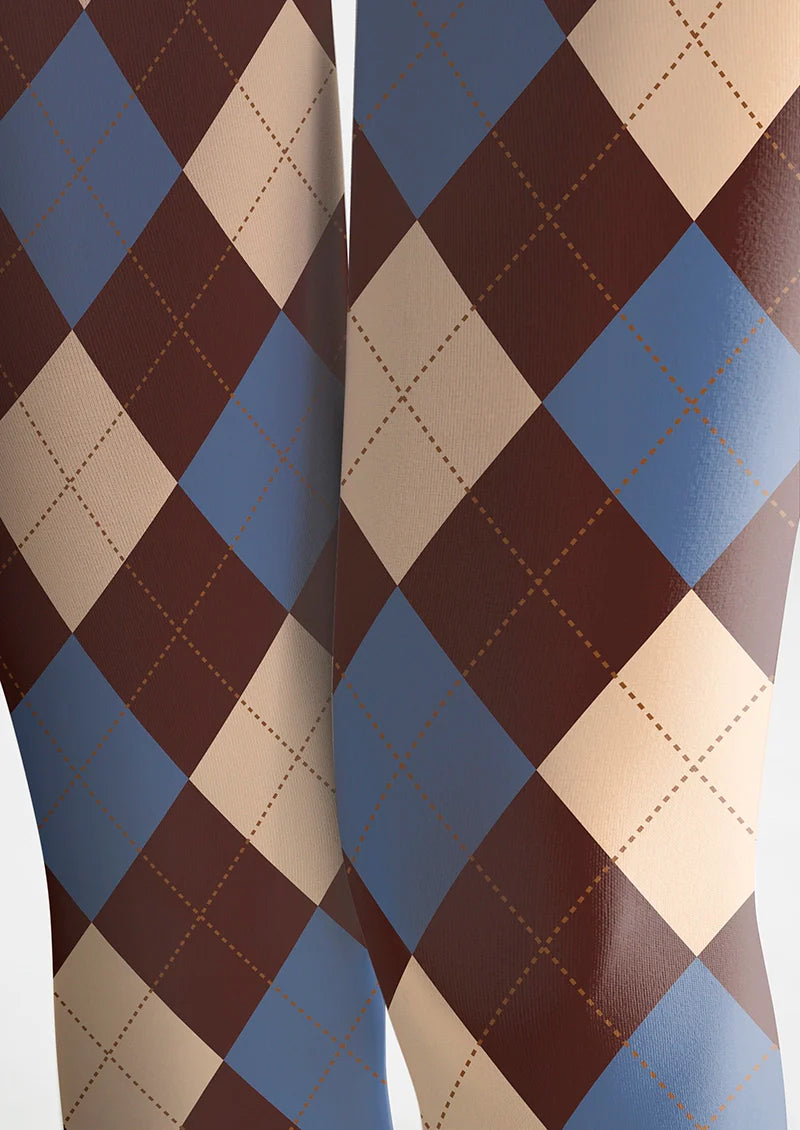 Viken Plan Colored Check College Tights Hosiery Pantyhose