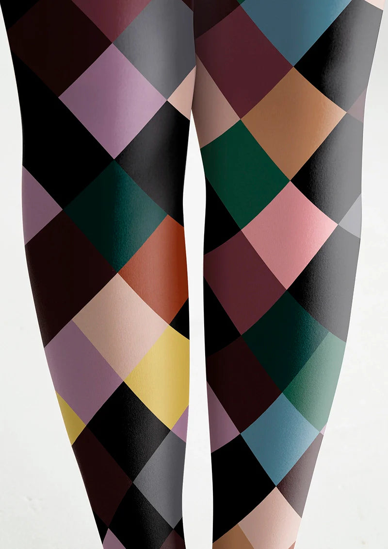 Viken Plan Color Checkered Pattern Tights Hosiery Pantyhose