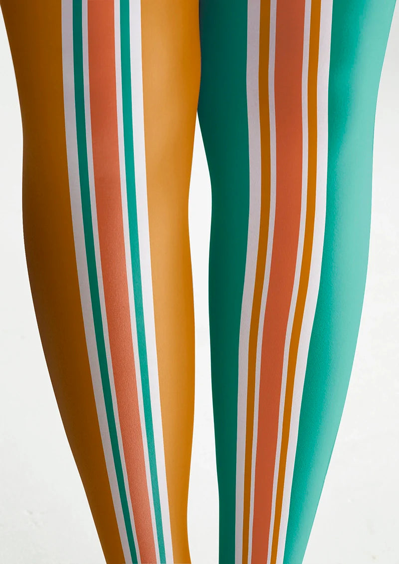 Viken Plan Orange-green stripes Tights Hosiery Pantyhose